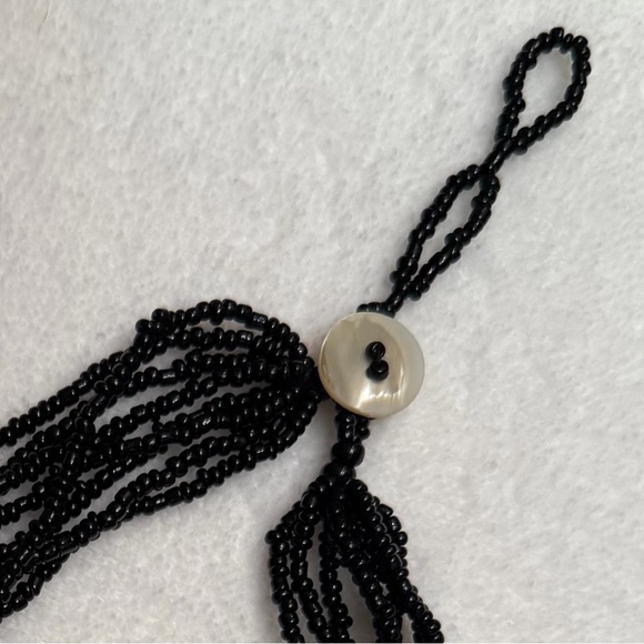 Mother-of-Pearl Square Pendant Multi-Strand Hand Crafted 18” Statement Necklace - Picture 5 of 5